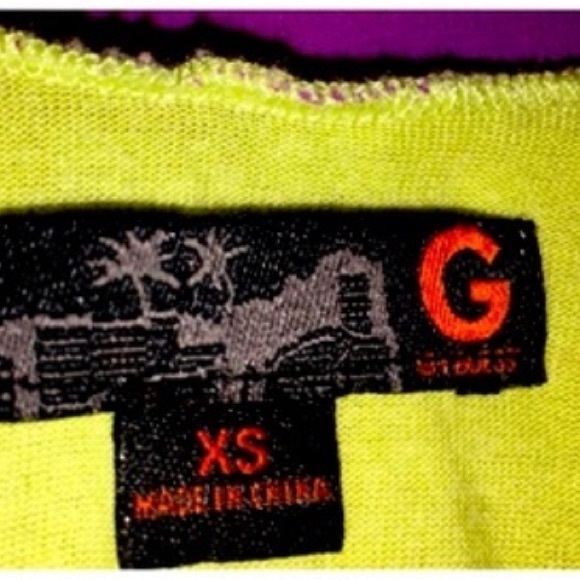 G BY GUESS SHEER PURPLE & LIME GREEN TANK XS - Picture 7 of 13